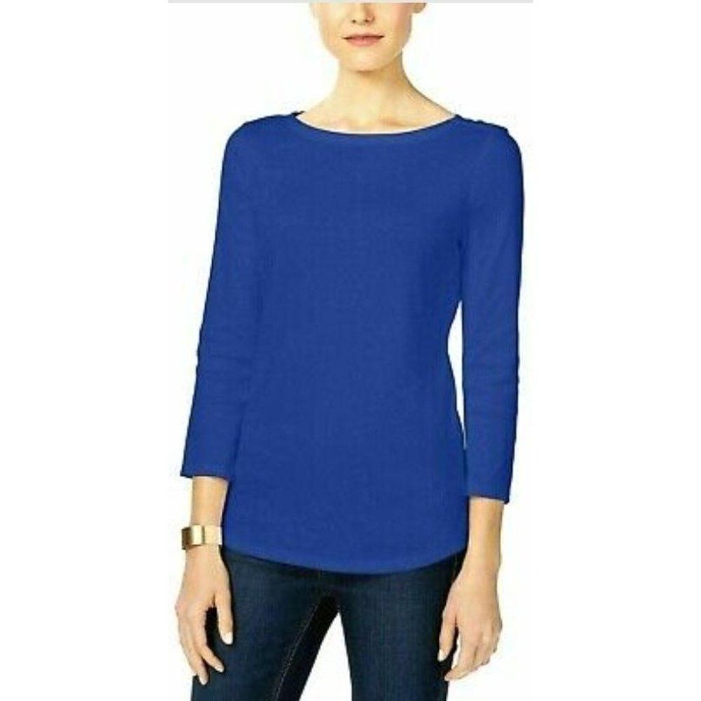 Charter Club 3/4 Sleeve Cotton Boat Neck Shirt